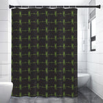 Green Heartbeat Pattern Print Premium Shower Curtain