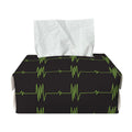 Green Heartbeat Pattern Print Rectangle Tissue Box Cover