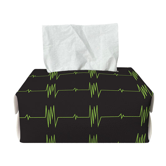 Green Heartbeat Pattern Print Rectangle Tissue Box Cover