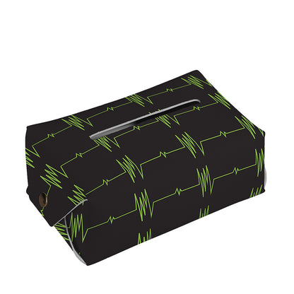 Green Heartbeat Pattern Print Rectangle Tissue Box Cover