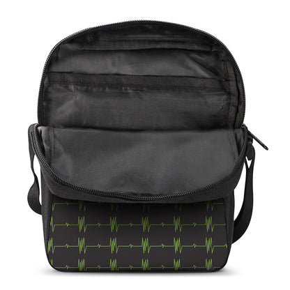 Green Heartbeat Pattern Print Rectangular Crossbody Bag