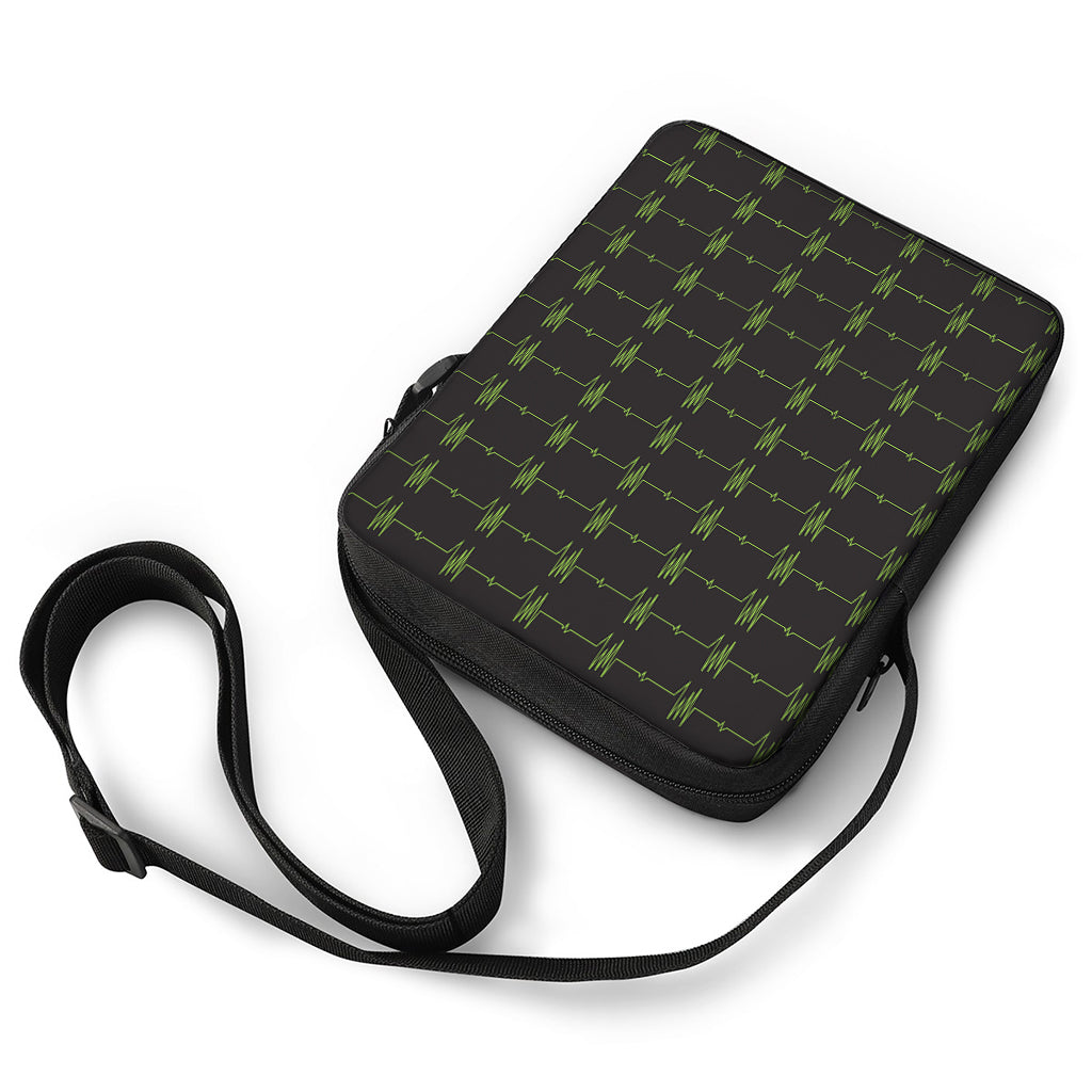 Green Heartbeat Pattern Print Rectangular Crossbody Bag
