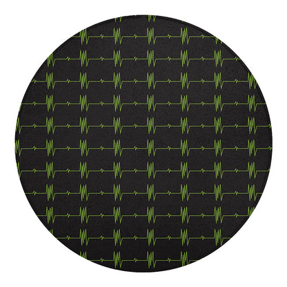 Green Heartbeat Pattern Print Round Blanket