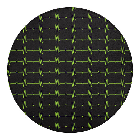 Green Heartbeat Pattern Print Round Blanket