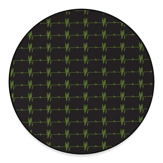 Green Heartbeat Pattern Print Round Floor Mat