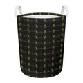 Green Heartbeat Pattern Print Round Laundry Basket