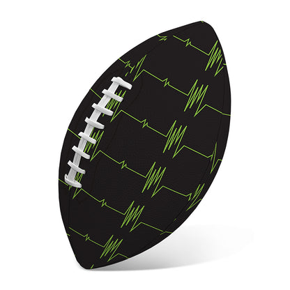 Green Heartbeat Pattern Print Rugby Ball