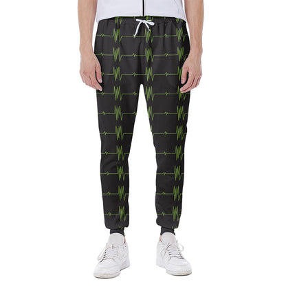 Green Heartbeat Pattern Print Scuba Joggers