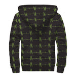 Green Heartbeat Pattern Print Sherpa Lined Zip Up Hoodie