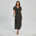 Green Heartbeat Pattern Print Short Sleeve Maxi Dress