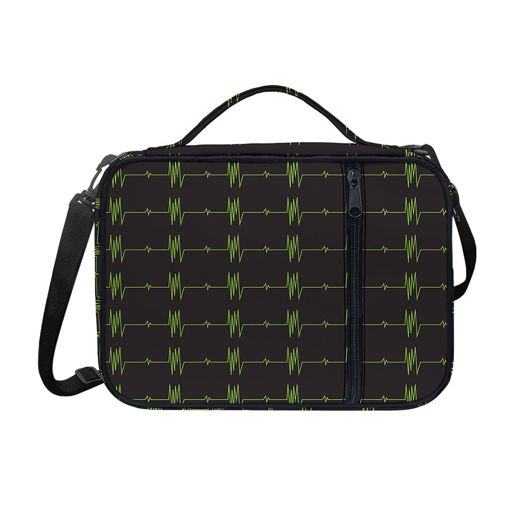 Green Heartbeat Pattern Print Shoulder Strap Bible Bag
