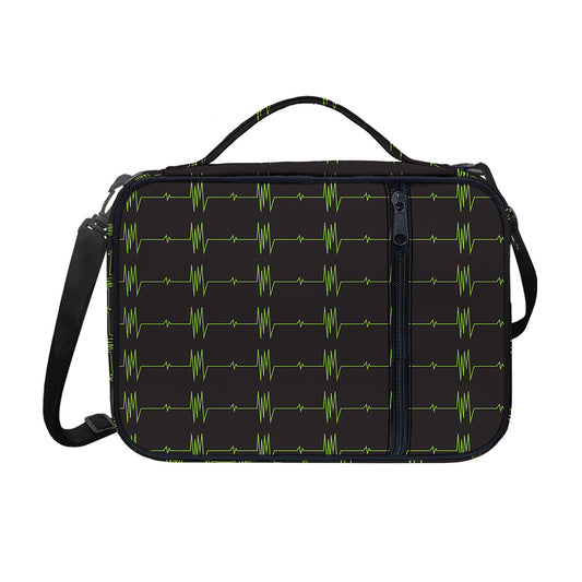 Green Heartbeat Pattern Print Shoulder Strap Bible Bag