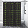 Green Heartbeat Pattern Print Shower Curtain