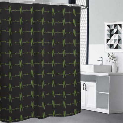 Green Heartbeat Pattern Print Shower Curtain