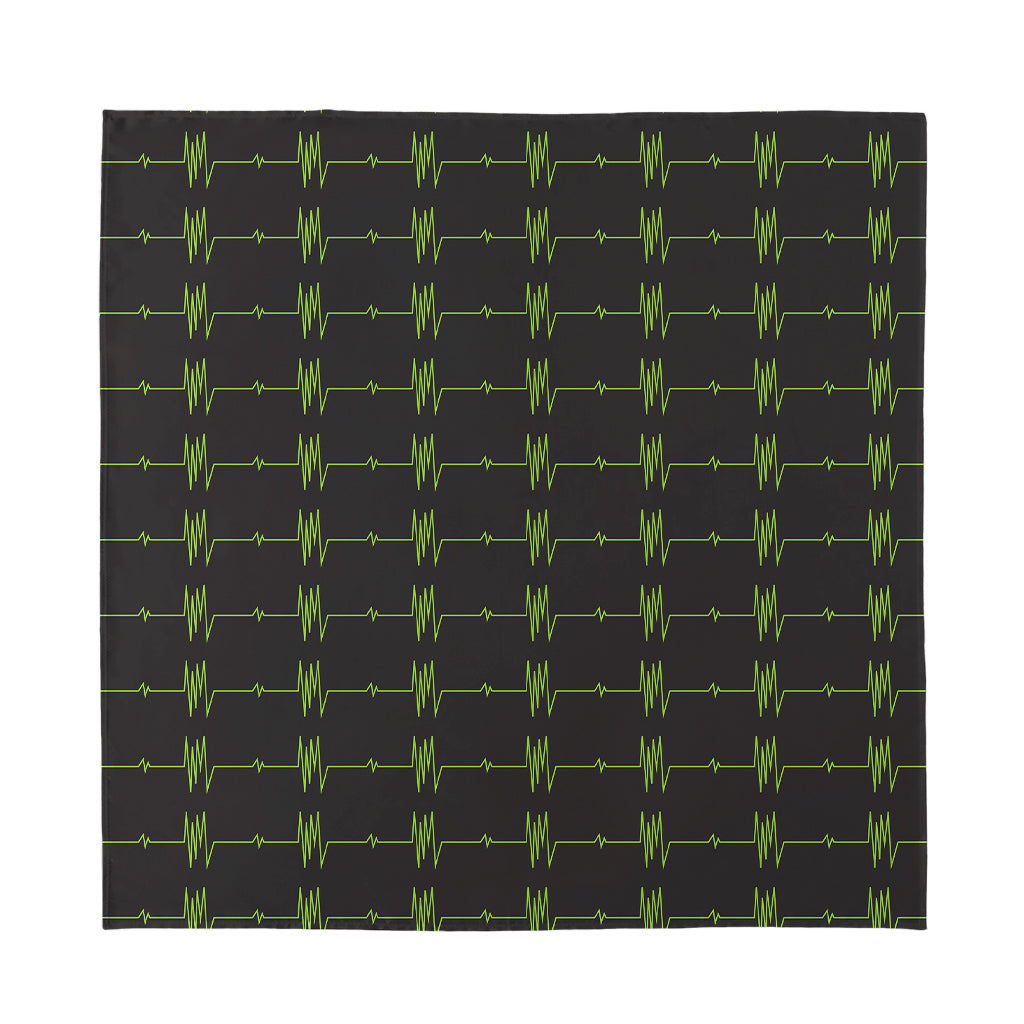 Green Heartbeat Pattern Print Silk Bandana