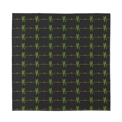 Green Heartbeat Pattern Print Silk Bandana