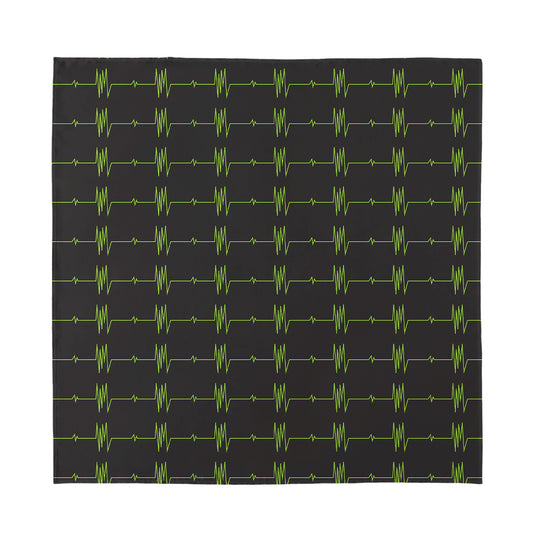 Green Heartbeat Pattern Print Silk Bandana