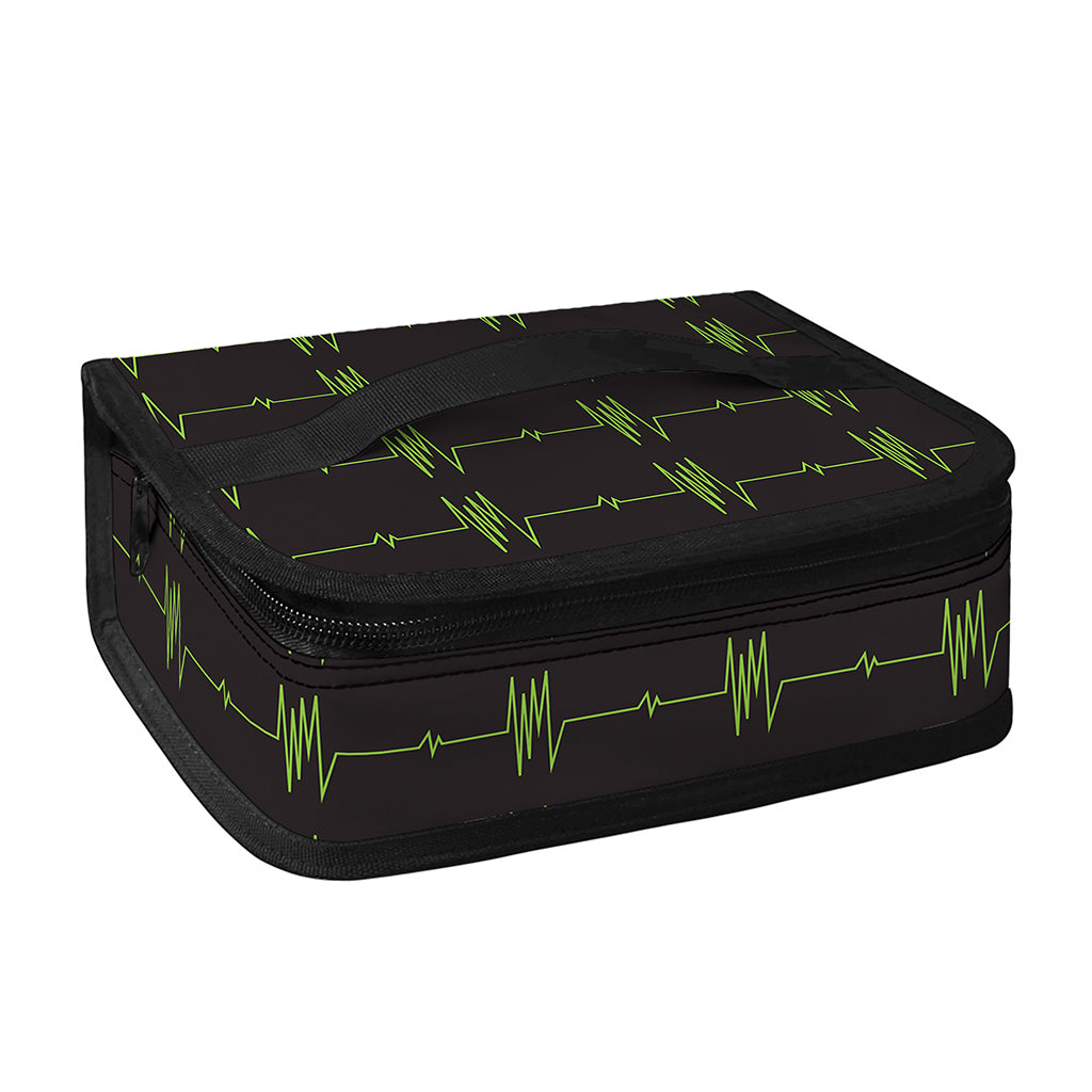 Green Heartbeat Pattern Print Small Lunch Bag