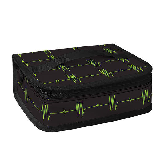Green Heartbeat Pattern Print Small Lunch Bag