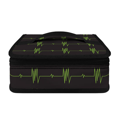 Green Heartbeat Pattern Print Small Lunch Bag