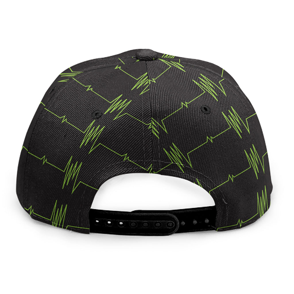 Green Heartbeat Pattern Print Snapback Cap