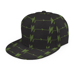 Green Heartbeat Pattern Print Snapback Cap