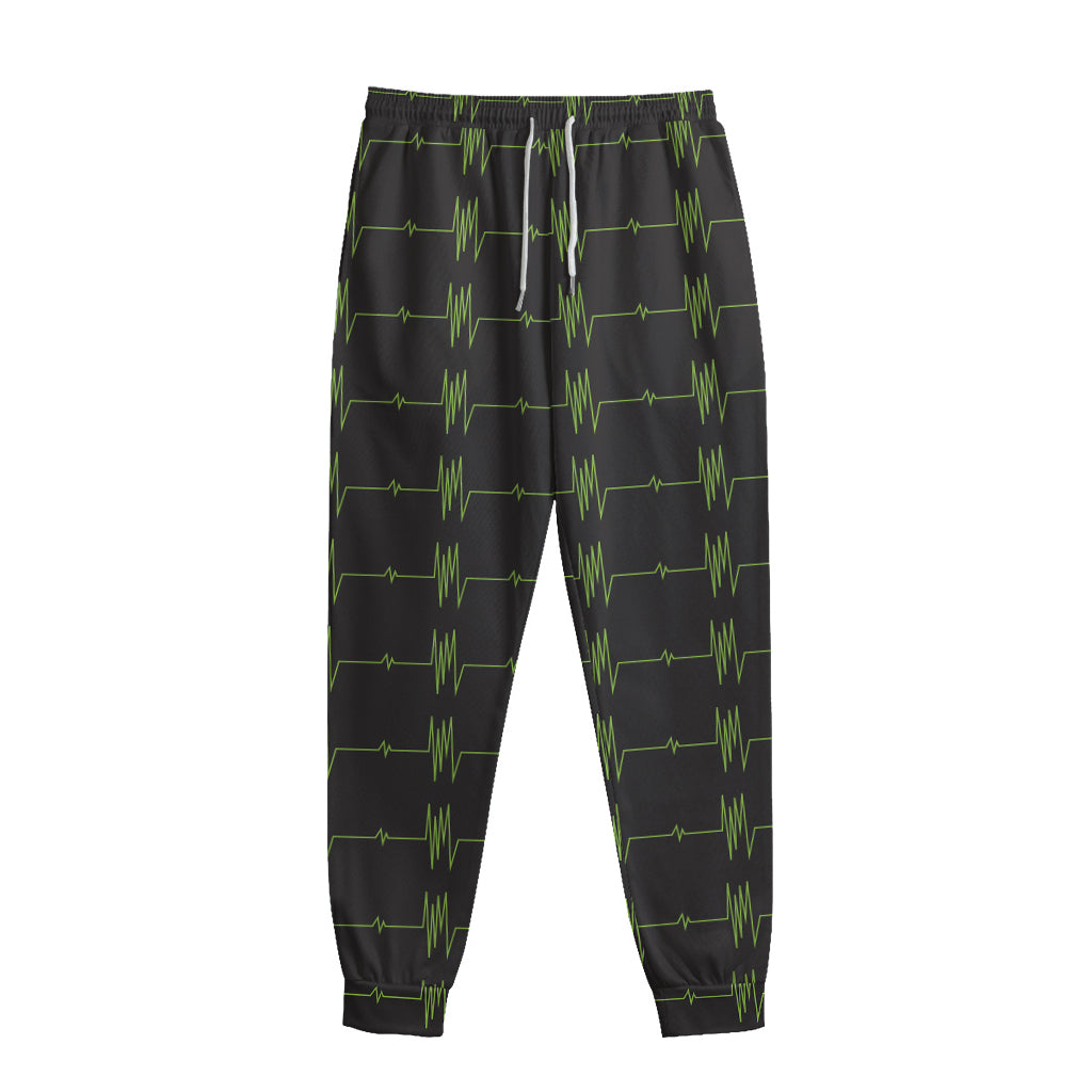 Green Heartbeat Pattern Print Sweatpants