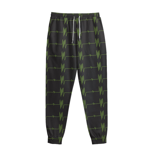 Green Heartbeat Pattern Print Sweatpants