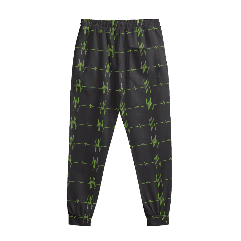 Green Heartbeat Pattern Print Sweatpants