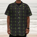 Green Heartbeat Pattern Print Textured Short Sleeve Shirt
