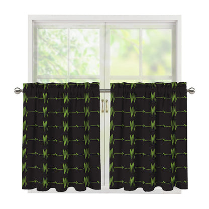 Green Heartbeat Pattern Print Tier Curtains