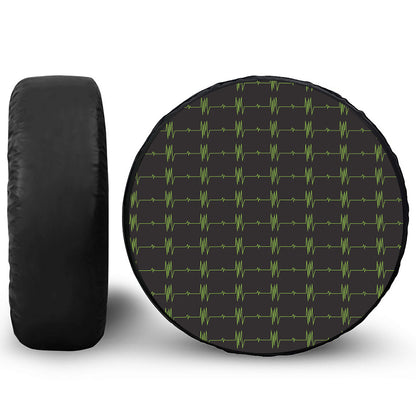 Green Heartbeat Pattern Print Tire Cover