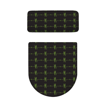 Green Heartbeat Pattern Print Toilet Lid And Tank Cover Set