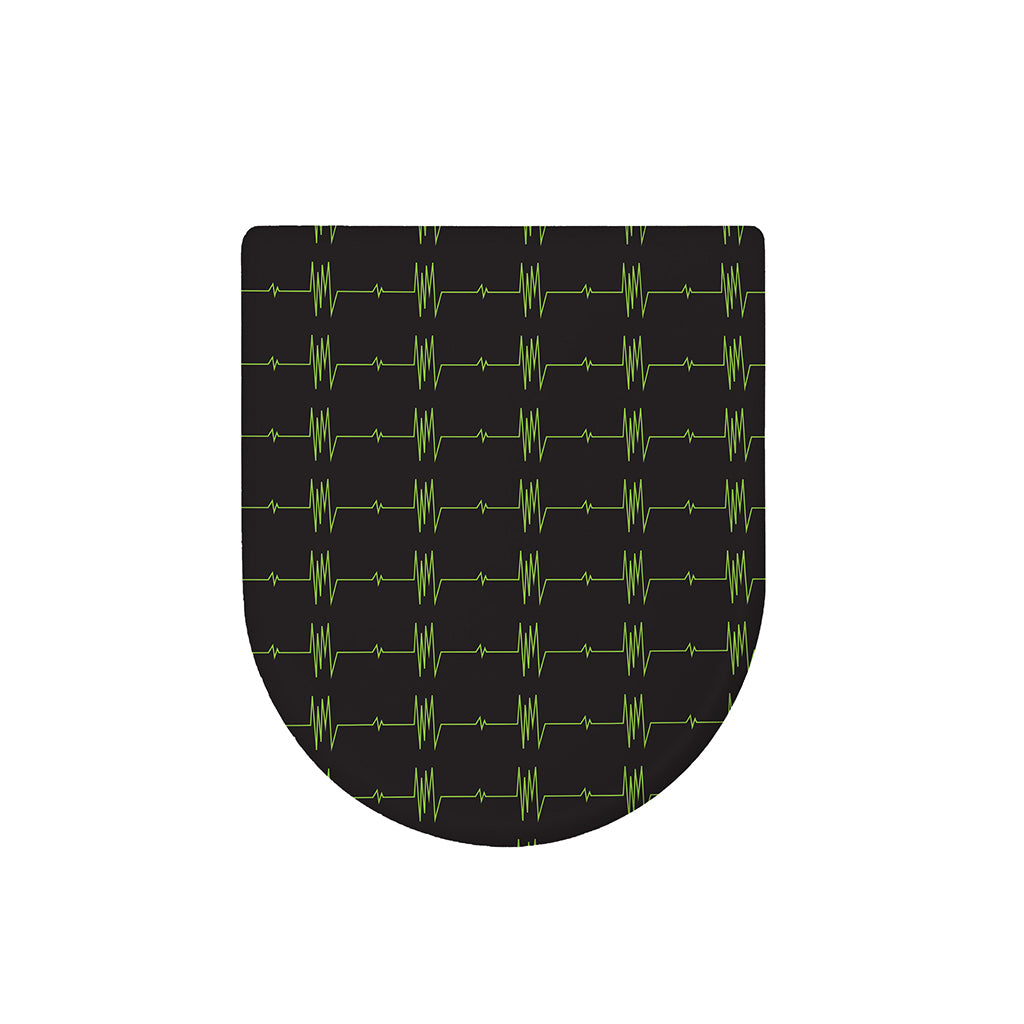 Green Heartbeat Pattern Print Toilet Lid Cover