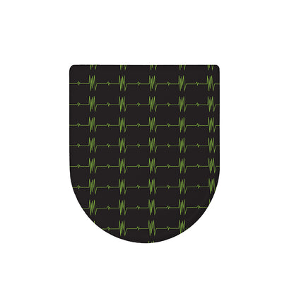 Green Heartbeat Pattern Print Toilet Lid Cover