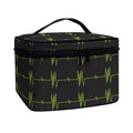 Green Heartbeat Pattern Print Travel Makeup Bag