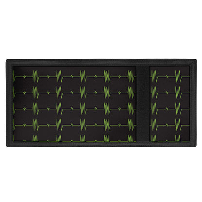 Green Heartbeat Pattern Print Trifold Wallet