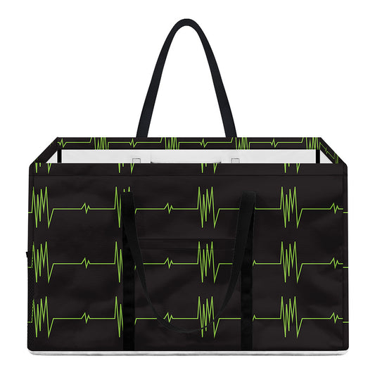 Green Heartbeat Pattern Print Utility Tote Bag