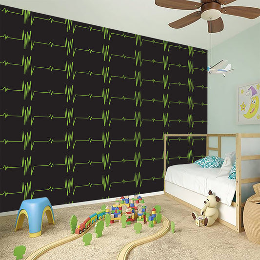 Green Heartbeat Pattern Print Wall Sticker