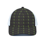 Green Heartbeat Pattern Print White Mesh Trucker Cap