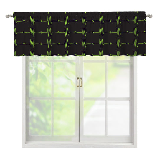 Green Heartbeat Pattern Print Window Valance