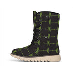 Green Heartbeat Pattern Print Winter Boots