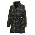Green Heartbeat Pattern Print Women's Bathrobe