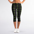Green Heartbeat Pattern Print Women's Capri Leggings