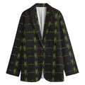 Green Heartbeat Pattern Print Women's Cotton Blazer
