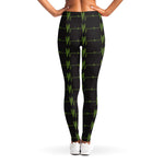 Green Heartbeat Pattern Print Women's Leggings