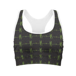 Green Heartbeat Pattern Print Women's Sports Bra