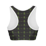 Green Heartbeat Pattern Print Women's Sports Bra