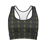 Green Heartbeat Pattern Print Women's Sports Bra