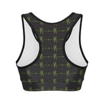 Green Heartbeat Pattern Print Women's Sports Bra